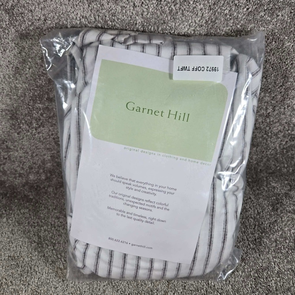 Garnet Hill Twin Fitted Sheet Flannel Sheet Paintbrush Ticking Stripe Coffee